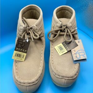 Roper Kids Suede Chukka  Boots  Shoes in Tan Cowboy Western READ